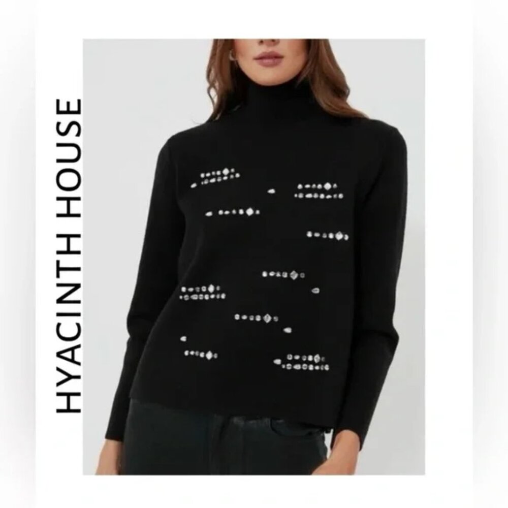 Tuckernuck Hyacinth House Greta Embellished Jeweled Sweater Black Size Medium